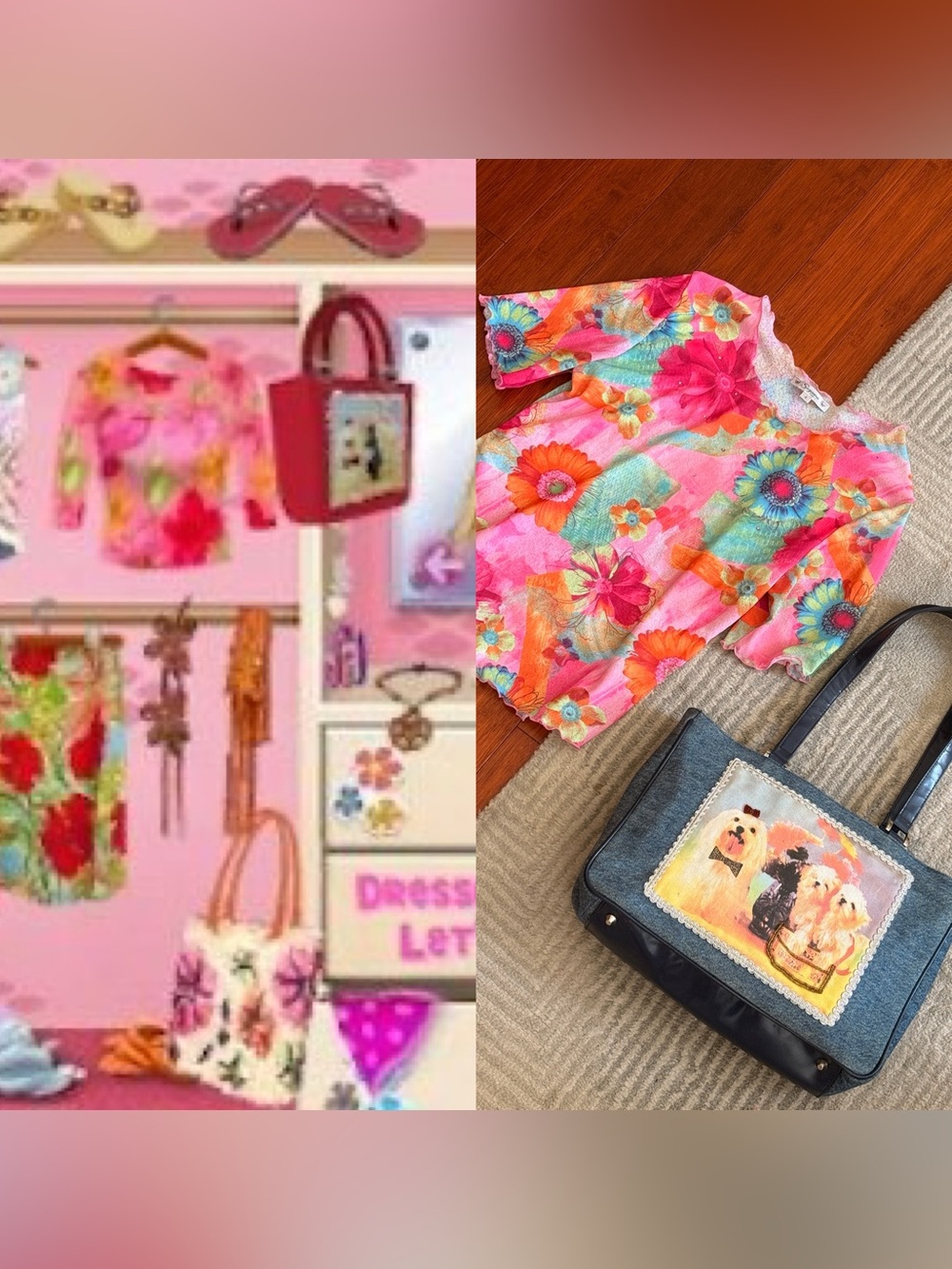 Vintage Y2K Lizzie McGuire Dress-Up Game Bundle | Exact Top & Puppy Tote Set